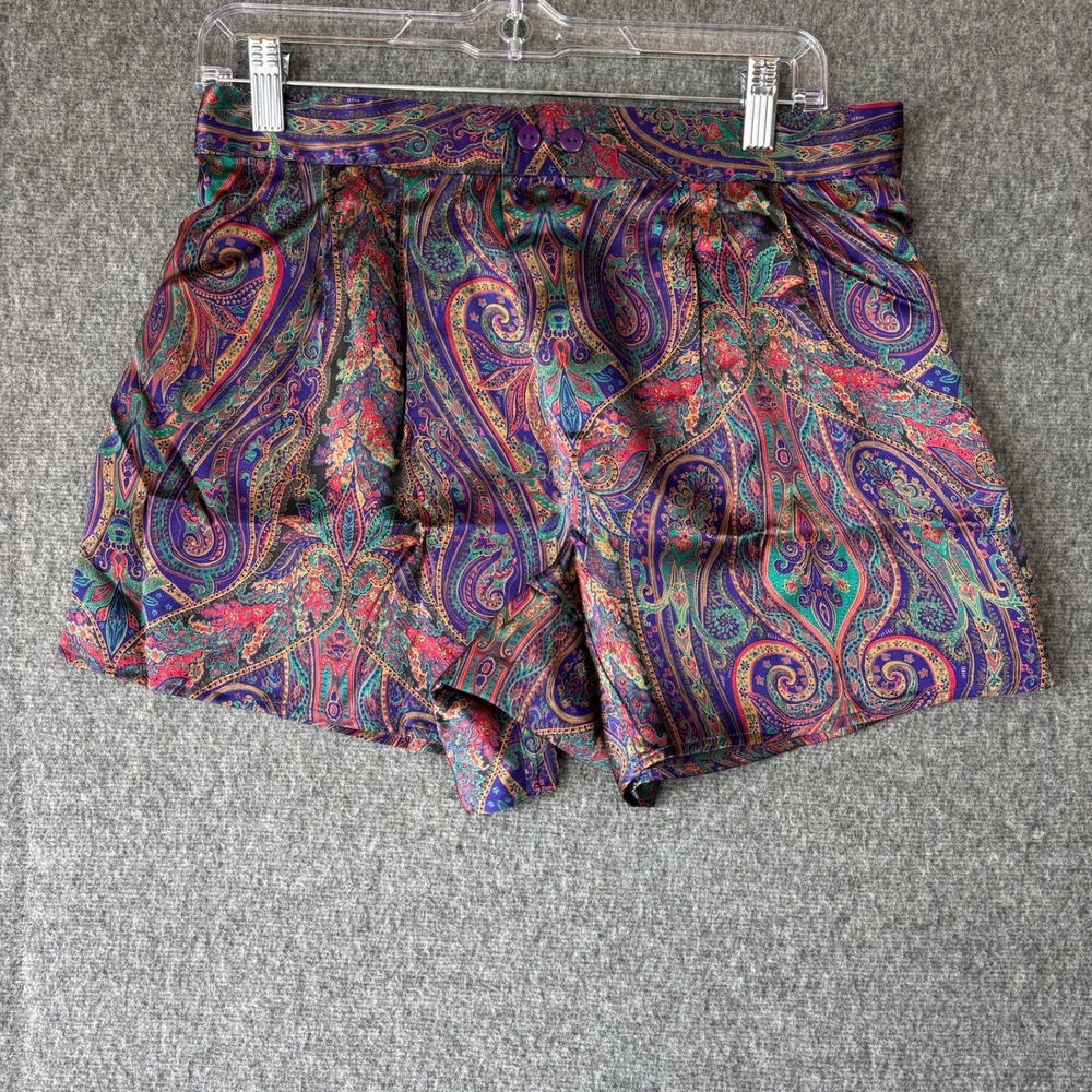 London Mens Vintage 100% Silk Paisley Boxer Shorts Purple Red Large L